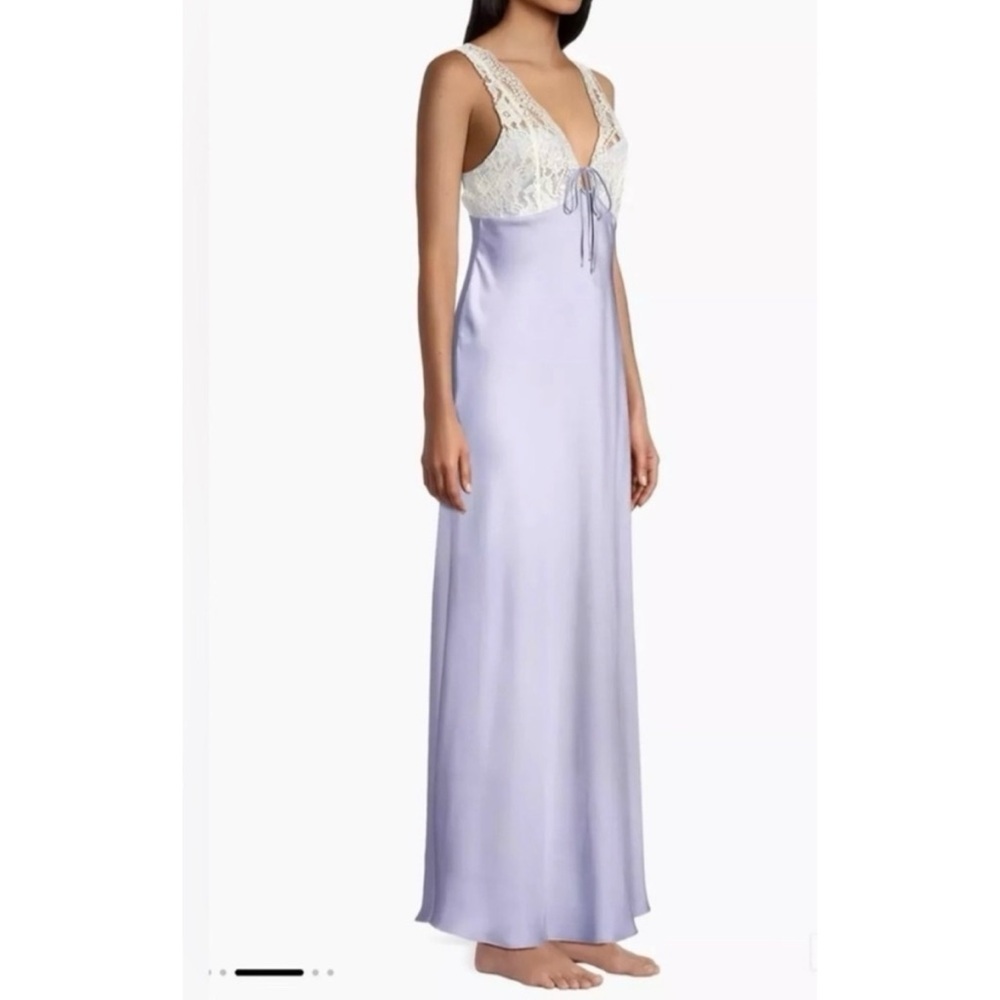 Free People Countryside Lace Maxi Dress Satin Purple Cream Small